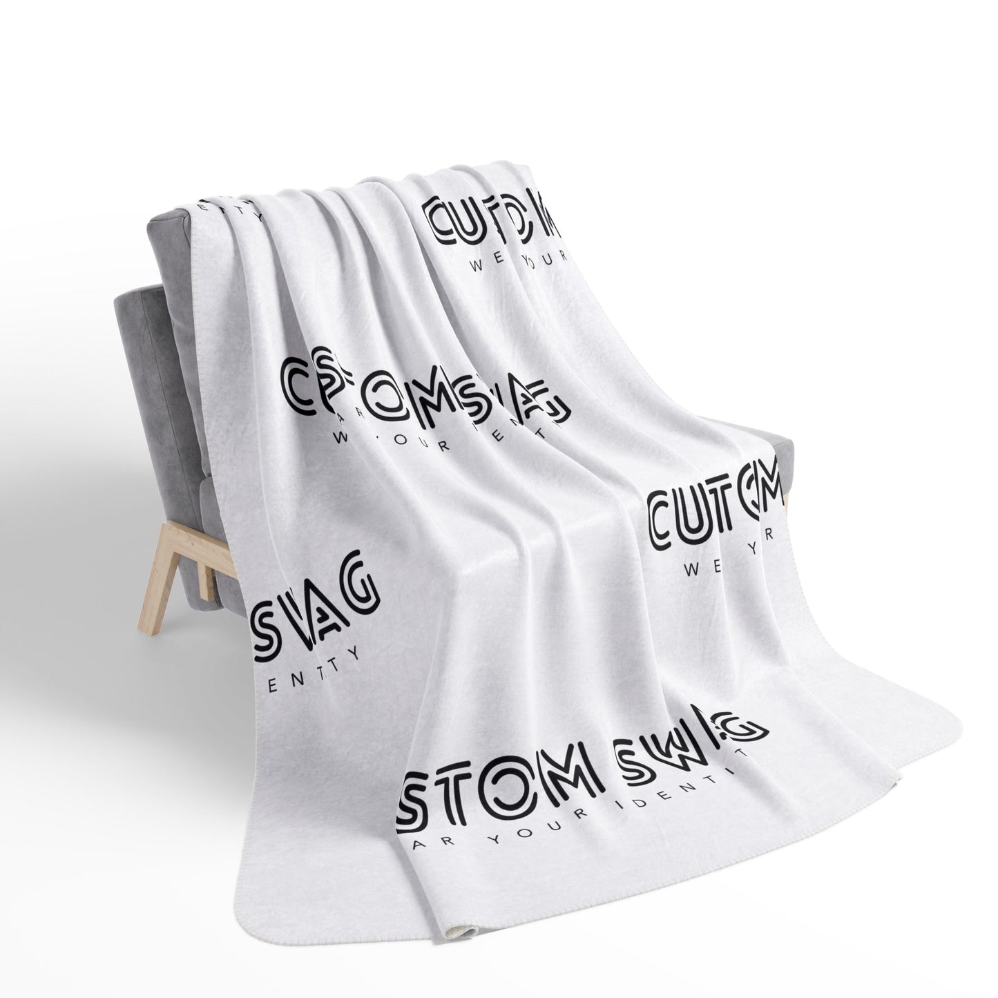 Custom Logo Fleece Sherpa Blanket — Personalized 'Custom Swag' Cozy Throw