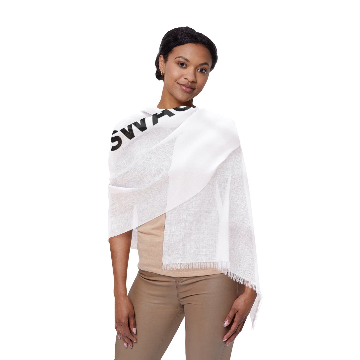 Custom Swag Light Scarf — White Logo Fringe Scarf ("Wear Your Identity")