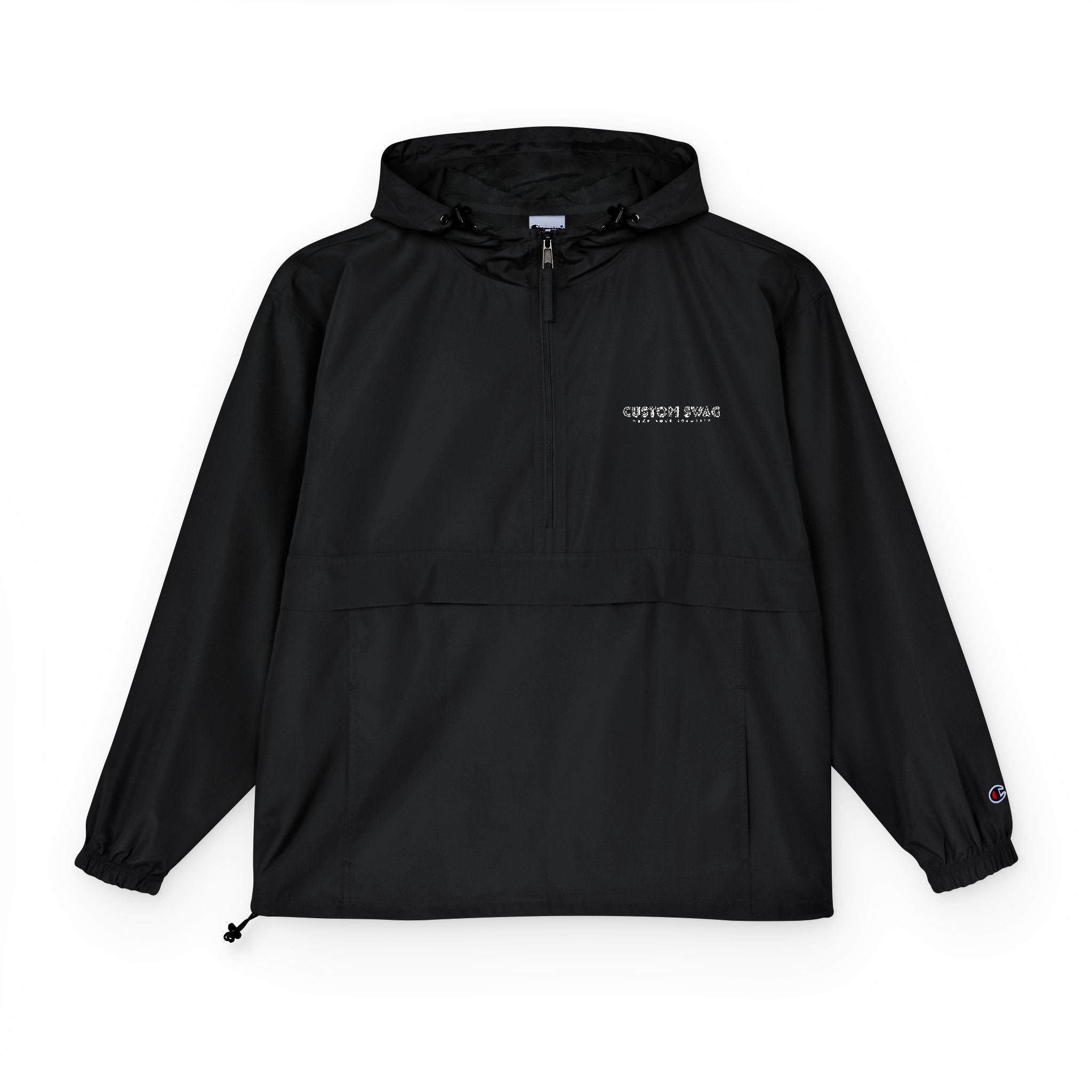 Packable Anorak Jacket – Champion Lightweight Black Windbreaker with Small Logo
