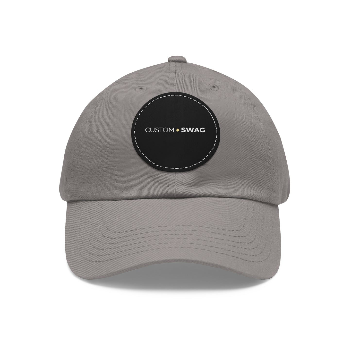 Leather Patch Dad Hat — Custom Swag Embroidered Round Patch