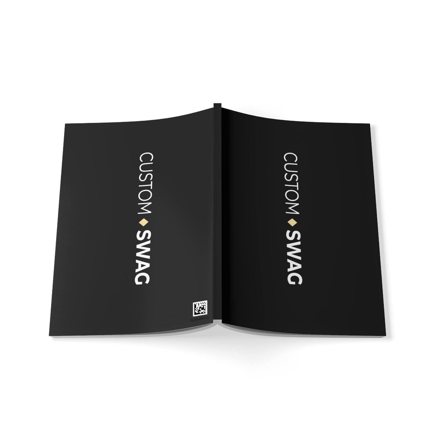 Custom Swag A5 Softcover Notebook – 'Wear Your Identity' Minimal Black Journal for Branding & Notes