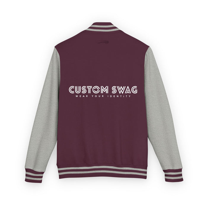Retro Gamer Letterman Jacket - 'CUSTOM SWAG' Chest Logo Varsity Jacket