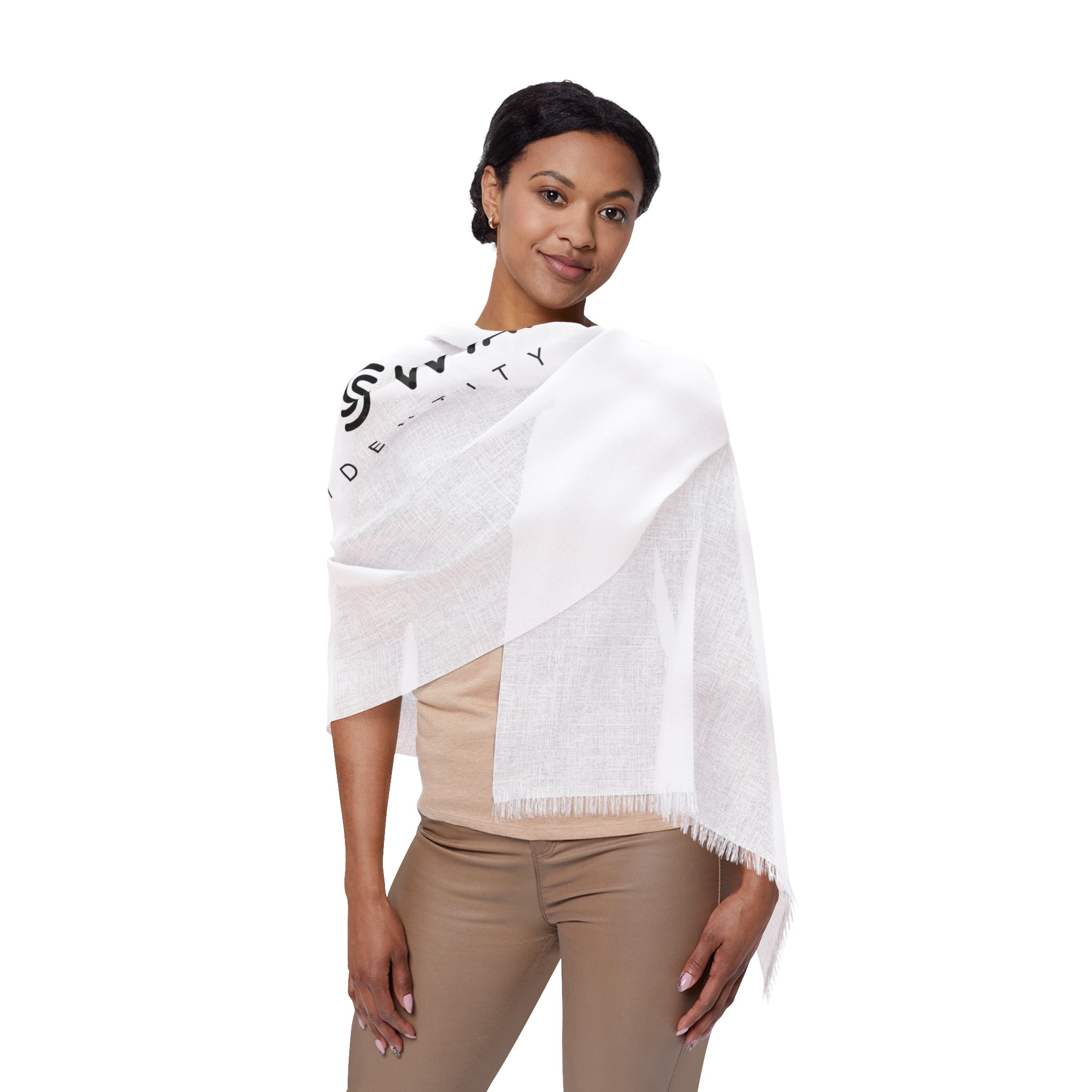Custom Swag Light Scarf — White Logo Fringe Scarf (