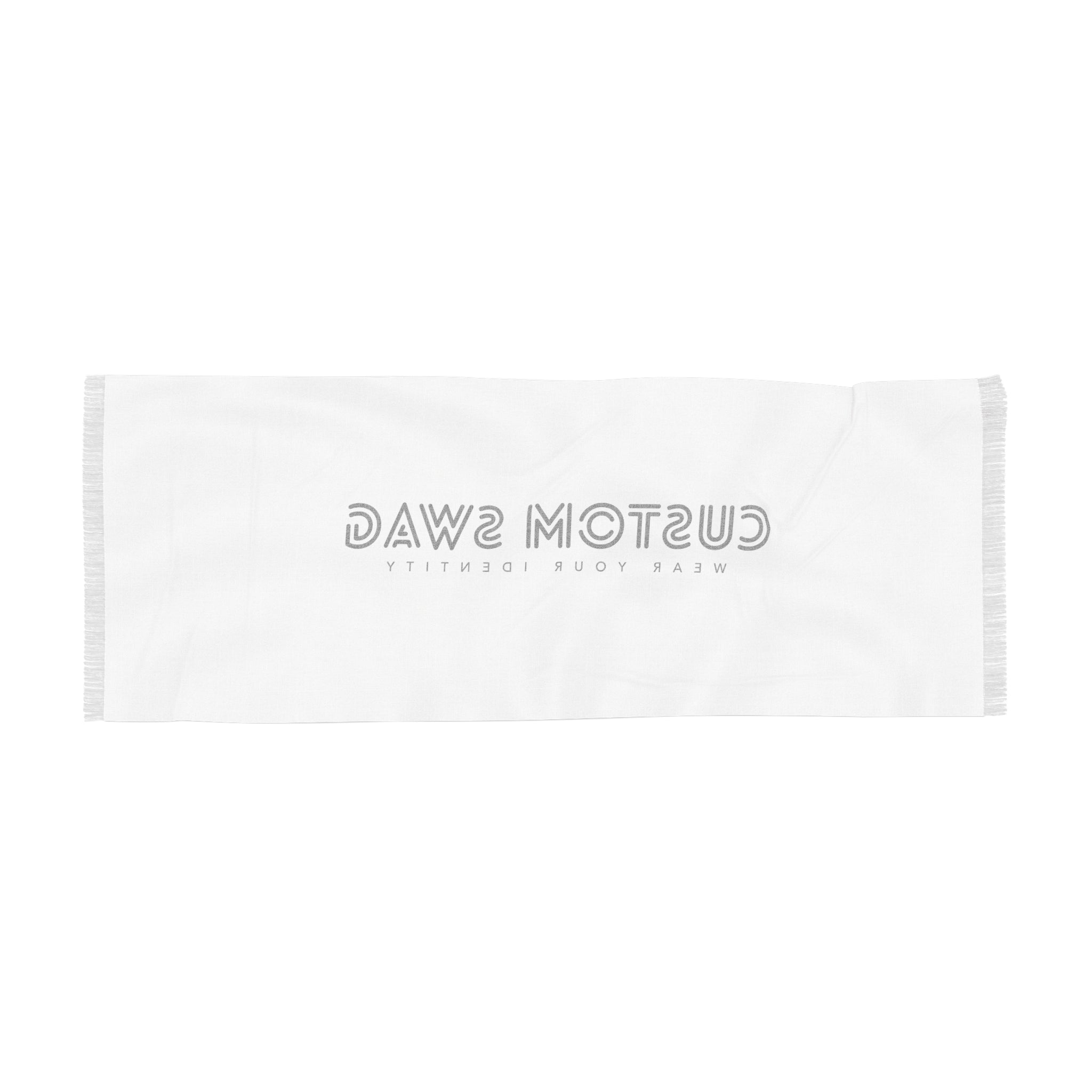 Custom Swag Light Scarf — White Logo Fringe Scarf (