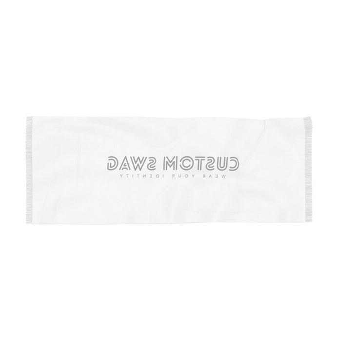Custom Swag Light Scarf — White Logo Fringe Scarf (