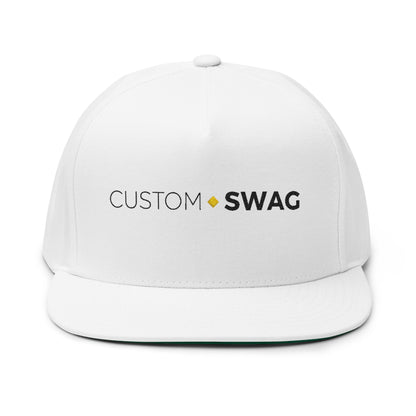 Embroidered Flat Bill Cap — Custom SWAG Minimal Logo Snapback