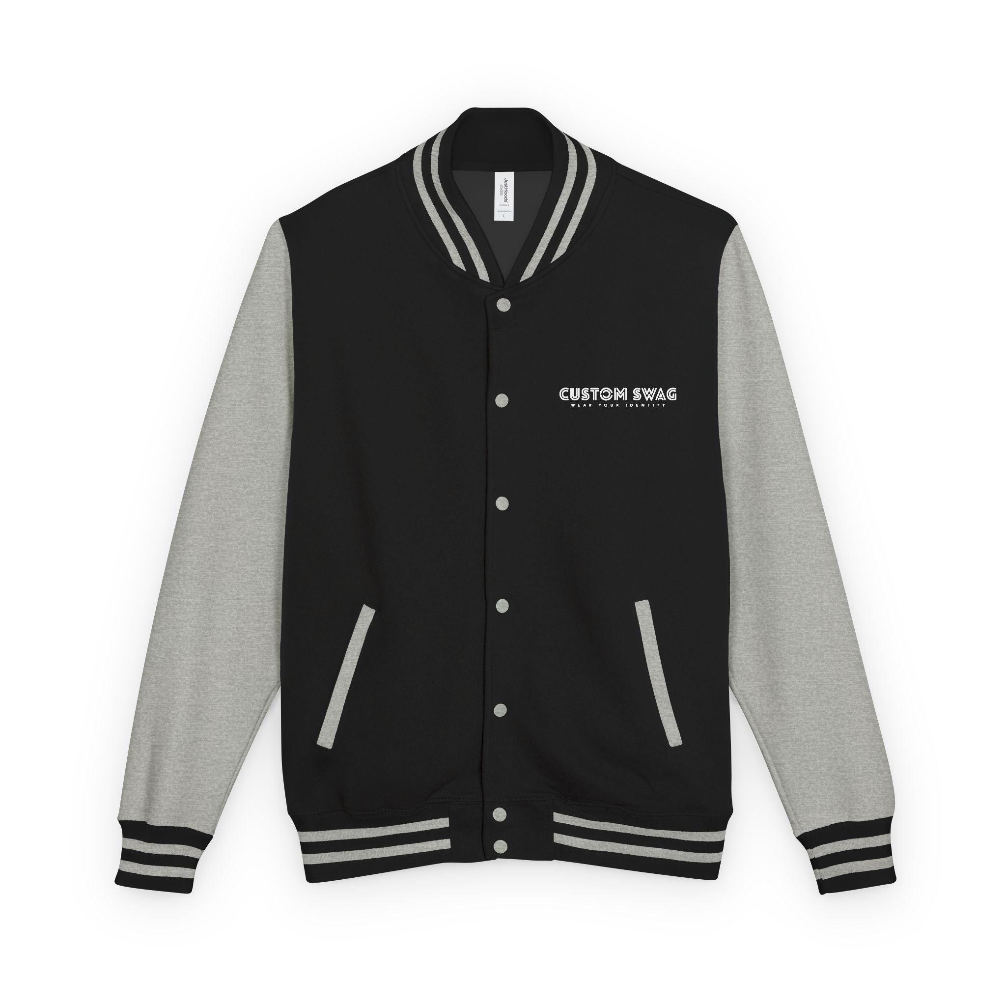 Retro Gamer Letterman Jacket - 'CUSTOM SWAG' Chest Logo Varsity Jacket