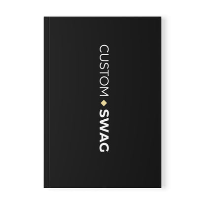 Custom Swag A5 Softcover Notebook – 'Wear Your Identity' Minimal Black Journal for Branding & Notes