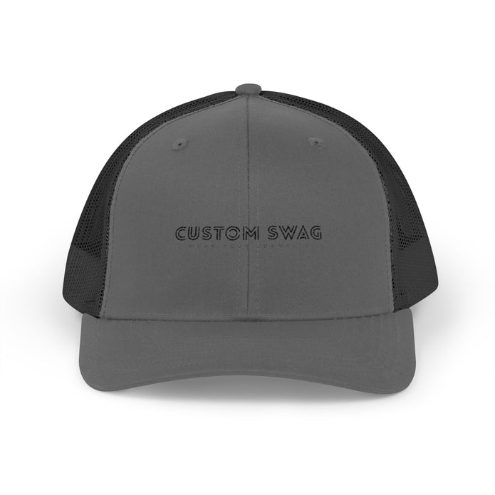 Custom Swag Snapback Trucker Cap — Minimal Embroidered White Mesh Hat