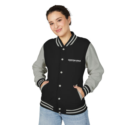 Retro Gamer Letterman Jacket - 'CUSTOM SWAG' Chest Logo Varsity Jacket