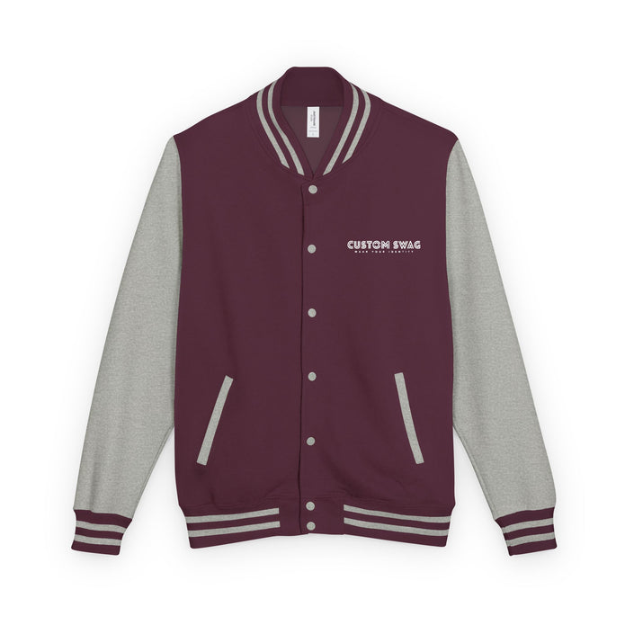 Retro Gamer Letterman Jacket - 'CUSTOM SWAG' Chest Logo Varsity Jacket