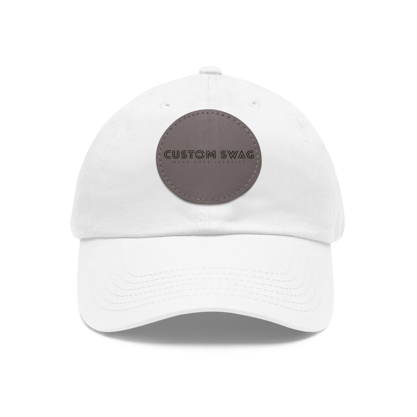 Leather Patch Dad Hat — Custom Swag Embroidered Round Patch