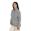 Embroidered Floral Script Fleece Pullover — Cozy Zip Mockneck Sweatshirt