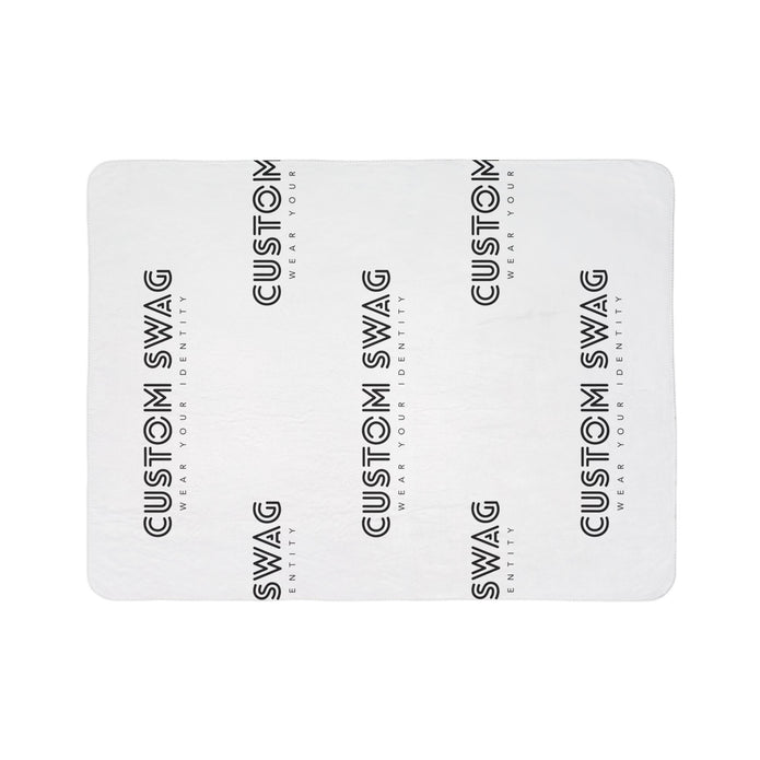 Custom Logo Fleece Sherpa Blanket — Personalized 'Custom Swag' Cozy Throw