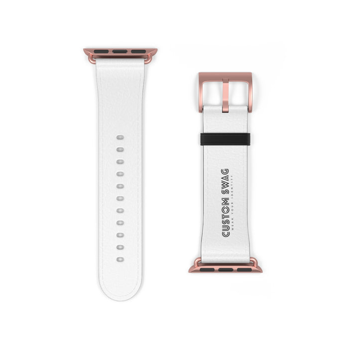 Custom White Leather Watch Band — Engraved 