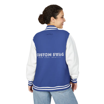 Retro Gamer Letterman Jacket - 'CUSTOM SWAG' Chest Logo Varsity Jacket