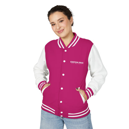 Retro Gamer Letterman Jacket - 'CUSTOM SWAG' Chest Logo Varsity Jacket