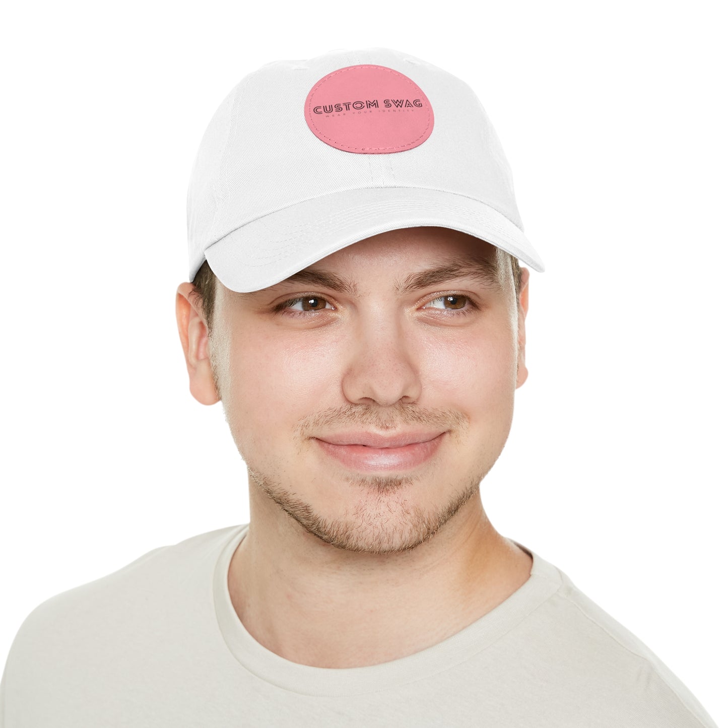 Leather Patch Dad Hat — Custom Swag Embroidered Round Patch