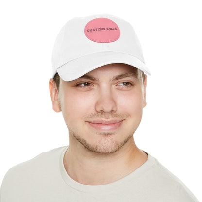 Leather Patch Dad Hat — Custom Swag Embroidered Round Patch