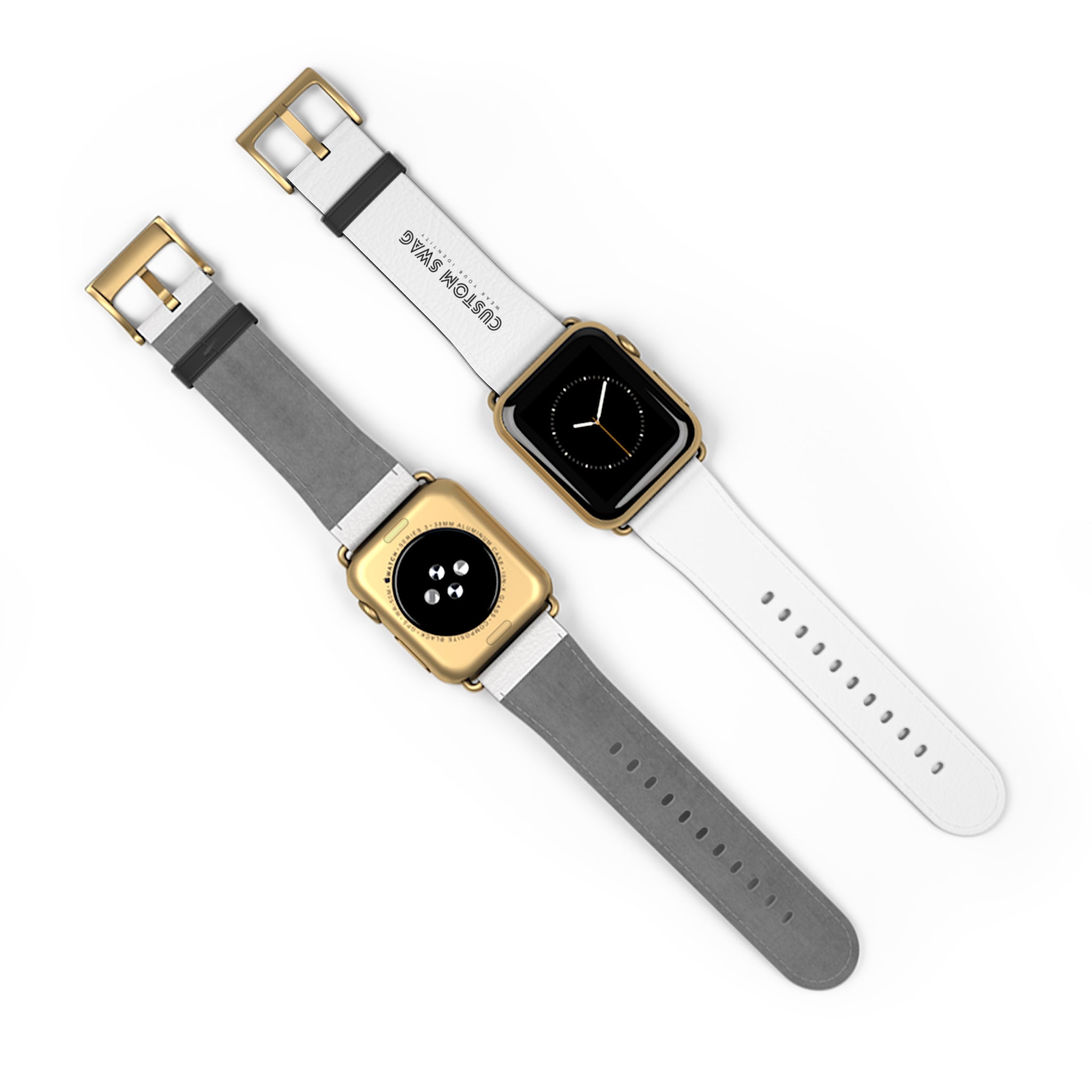 Custom White Leather Watch Band — Engraved 