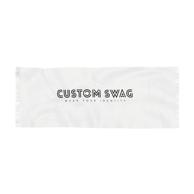 Custom Swag Light Scarf — White Logo Fringe Scarf ("Wear Your Identity")