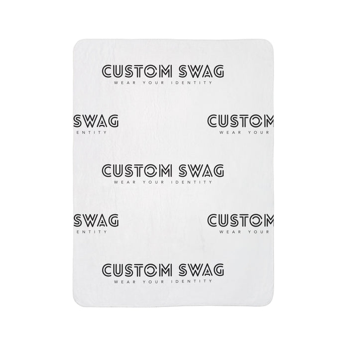 Custom Logo Fleece Sherpa Blanket — Personalized 'Custom Swag' Cozy Throw