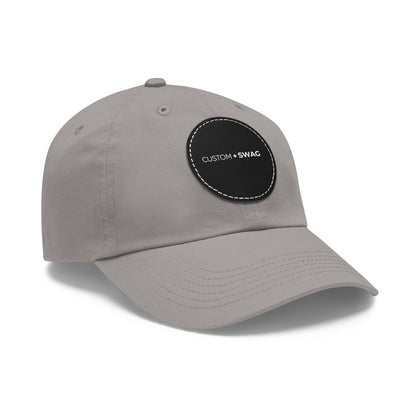 Leather Patch Dad Hat — Custom Swag Embroidered Round Patch