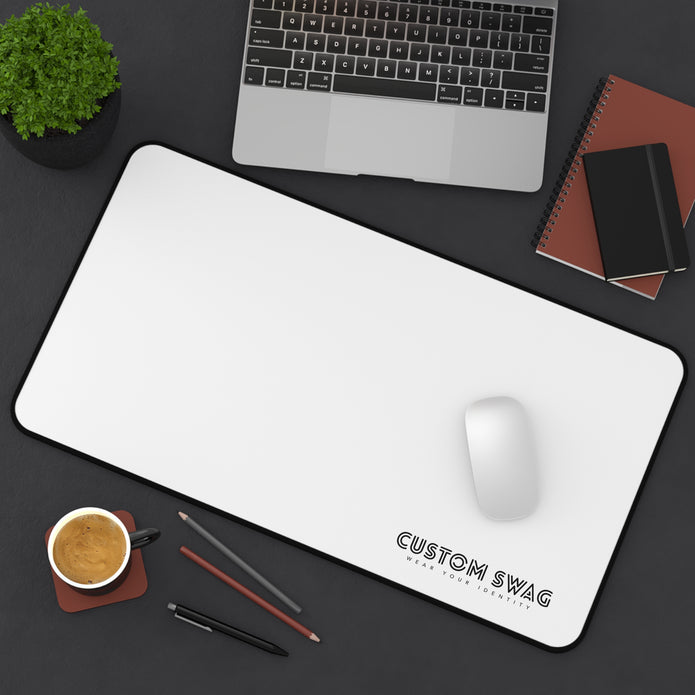 Minimalist White Desk Mat with Custom Swag Logo