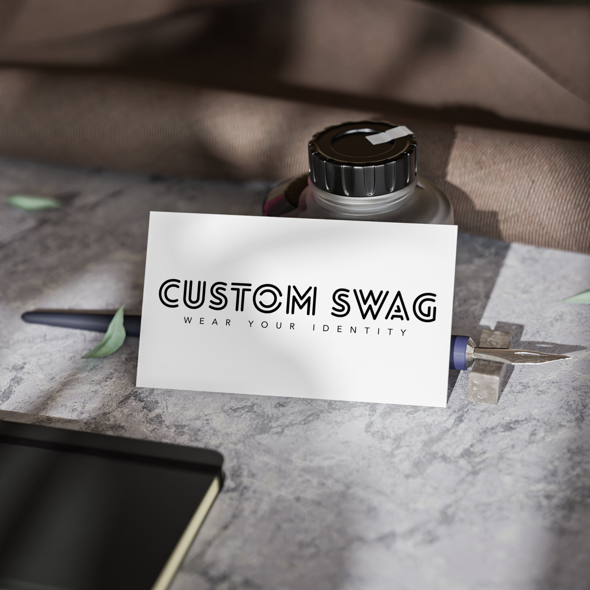 Business Cards — Minimal Black & White Vertical Custom Swag Cards