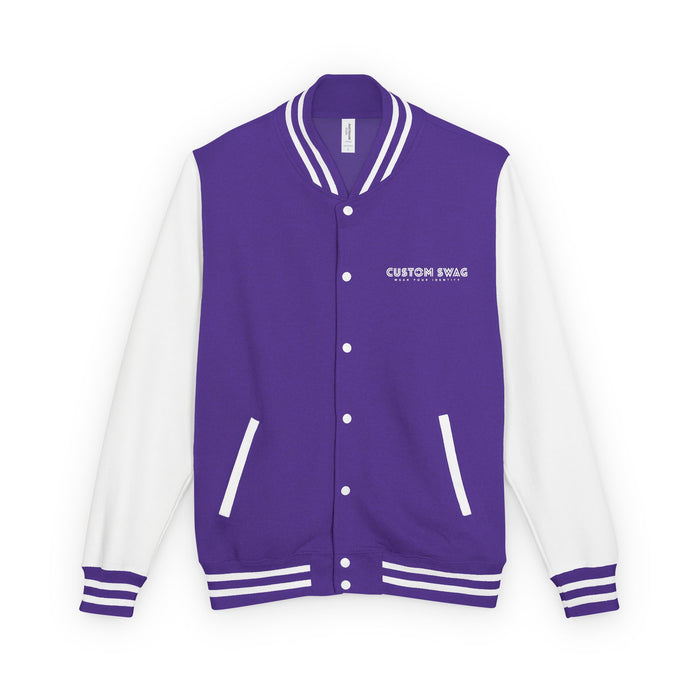 Retro Gamer Letterman Jacket - 'CUSTOM SWAG' Chest Logo Varsity Jacket