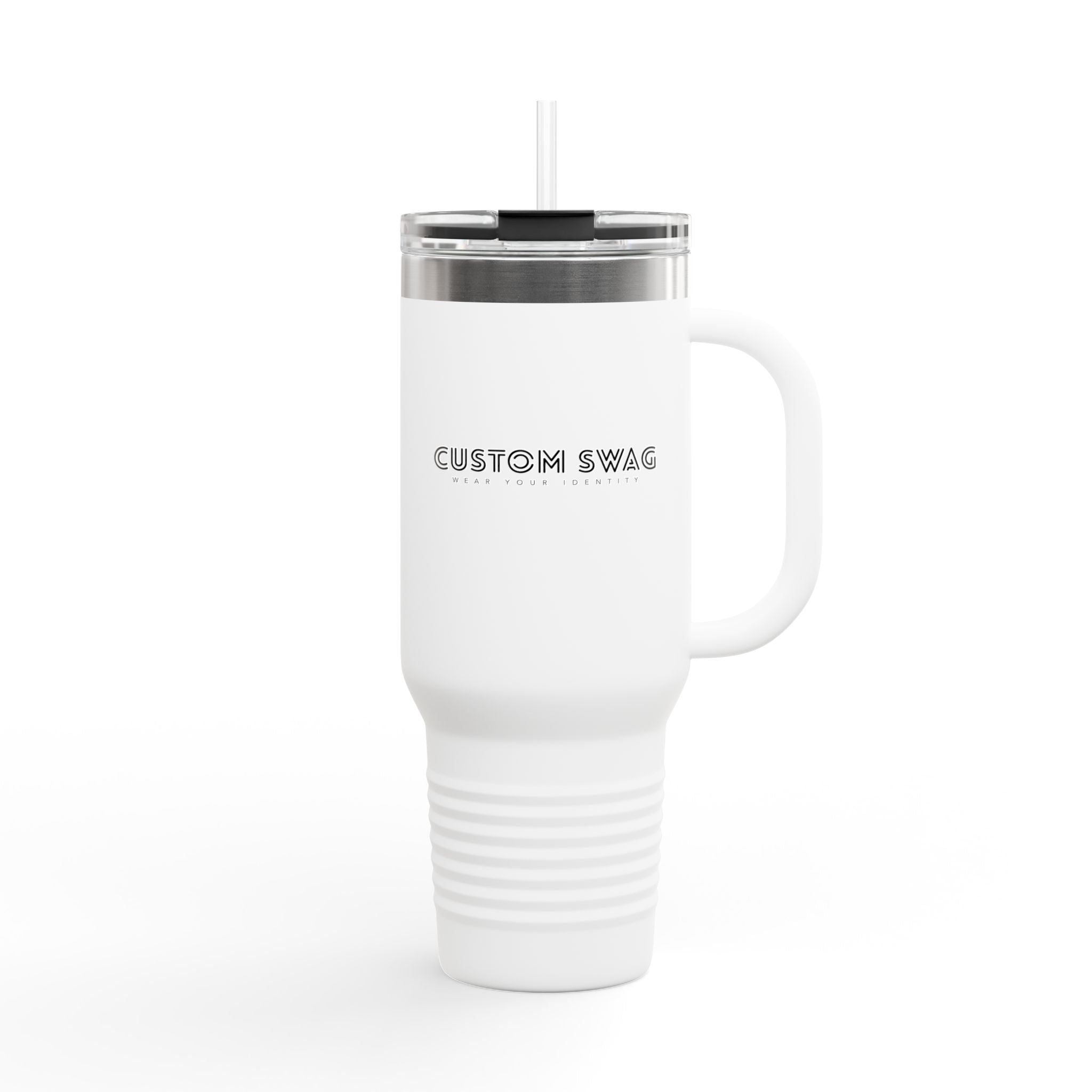 40oz Insulated Travel Mug — Customizable Double-Wall Tumbler with Straw & Handle