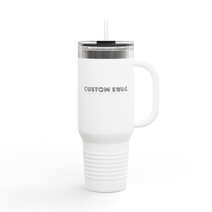 40oz Insulated Travel Mug — Customizable Double-Wall Tumbler with Straw & Handle