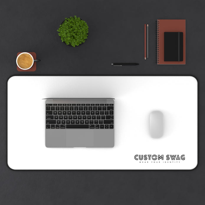 Minimalist White Desk Mat with Custom Swag Logo