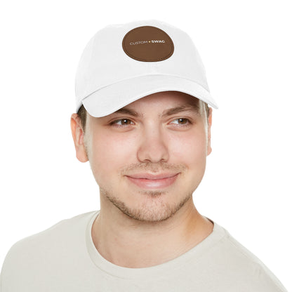 Leather Patch Dad Hat — Custom Swag Embroidered Round Patch