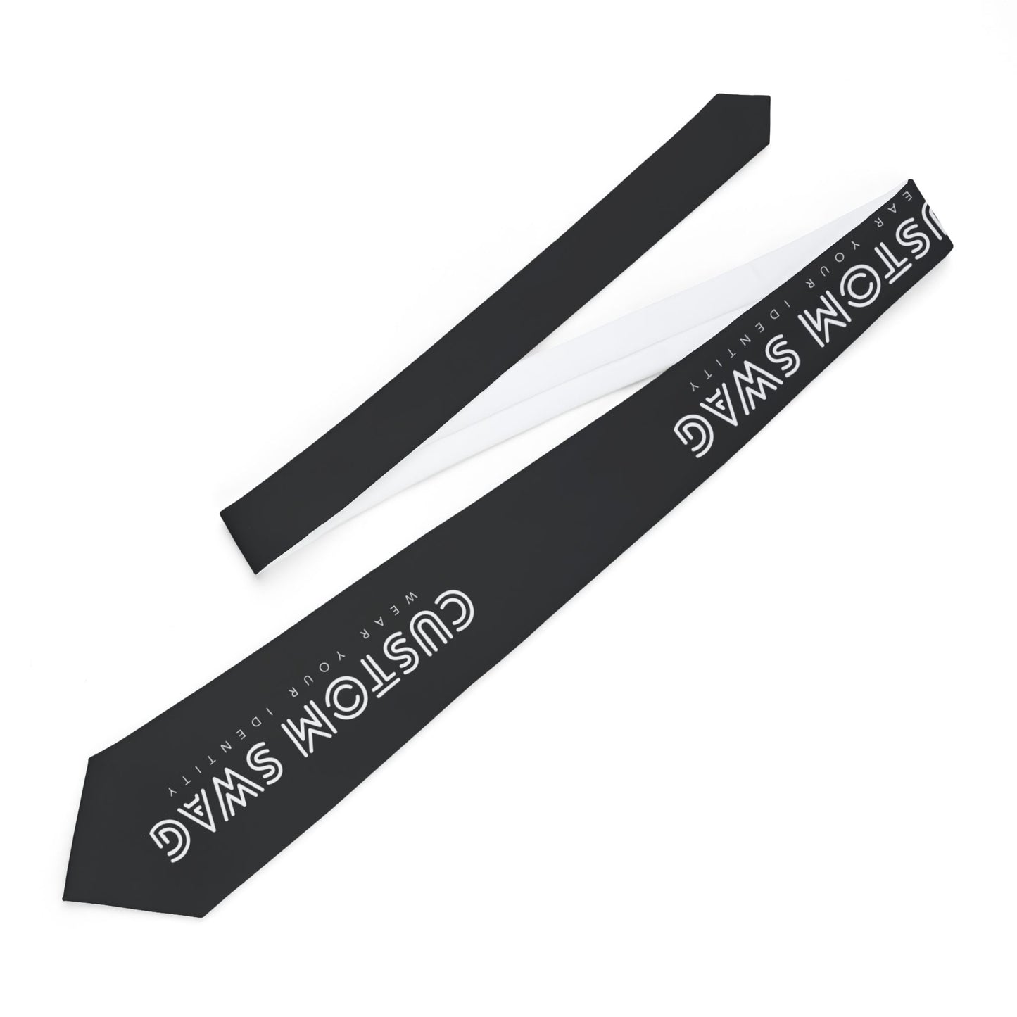 Custom Swag Black Necktie — Personalized Text Tie for Events & Groomsmen