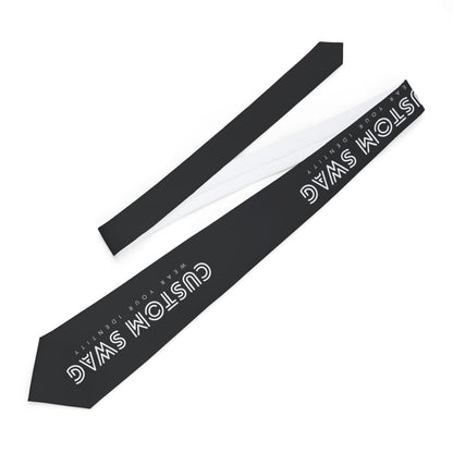Custom Swag Black Necktie — Personalized Text Tie for Events & Groomsmen