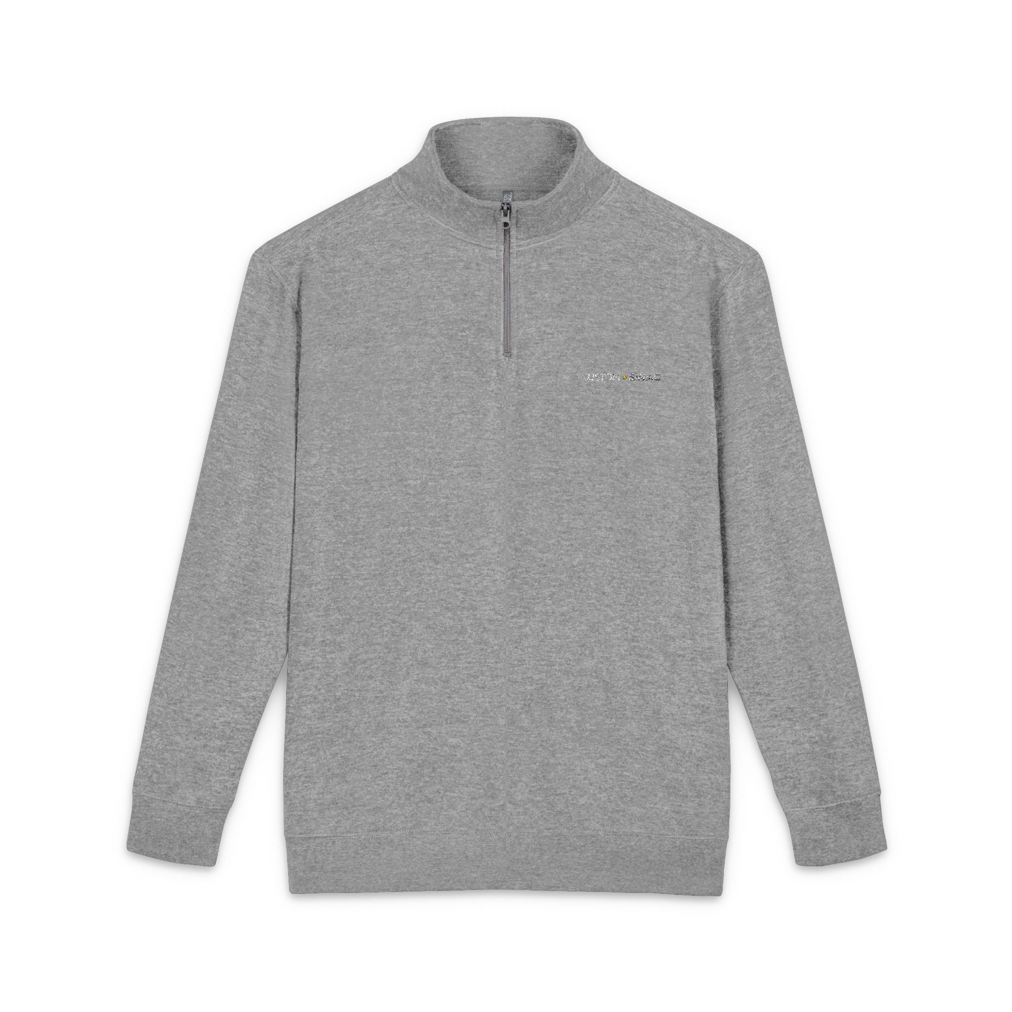 Embroidered Floral Script Fleece Pullover — Cozy Zip Mockneck Sweatshirt
