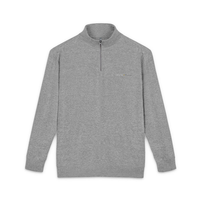 Embroidered Floral Script Fleece Pullover — Cozy Zip Mockneck Sweatshirt