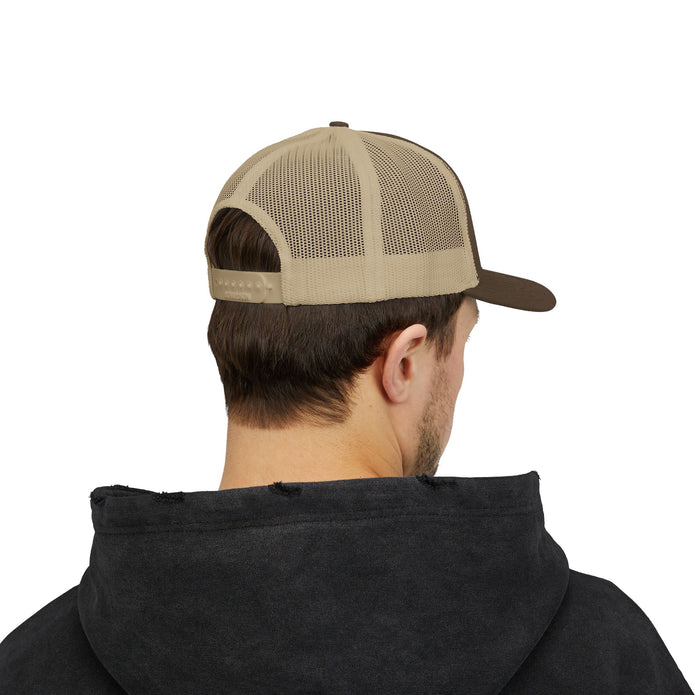 Custom Swag Snapback Trucker Cap — Minimal Embroidered White Mesh Hat