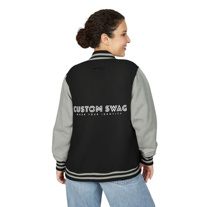 Retro Gamer Letterman Jacket - 'CUSTOM SWAG' Chest Logo Varsity Jacket
