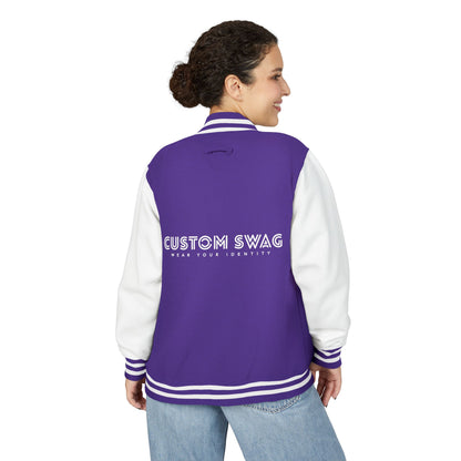 Retro Gamer Letterman Jacket - 'CUSTOM SWAG' Chest Logo Varsity Jacket