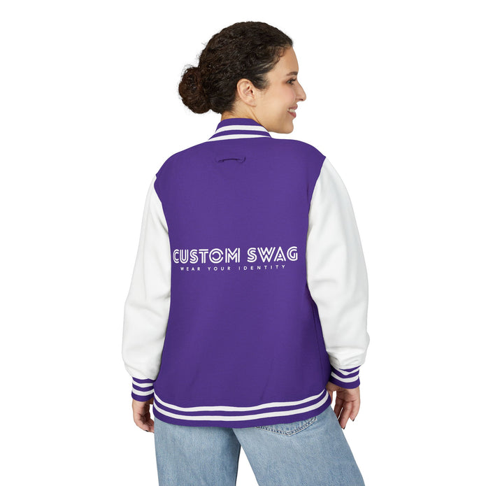 Retro Gamer Letterman Jacket - 'CUSTOM SWAG' Chest Logo Varsity Jacket