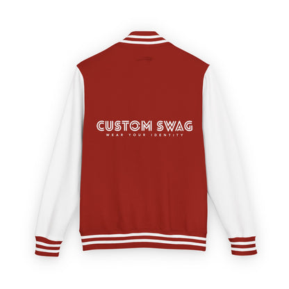 Retro Gamer Letterman Jacket - 'CUSTOM SWAG' Chest Logo Varsity Jacket