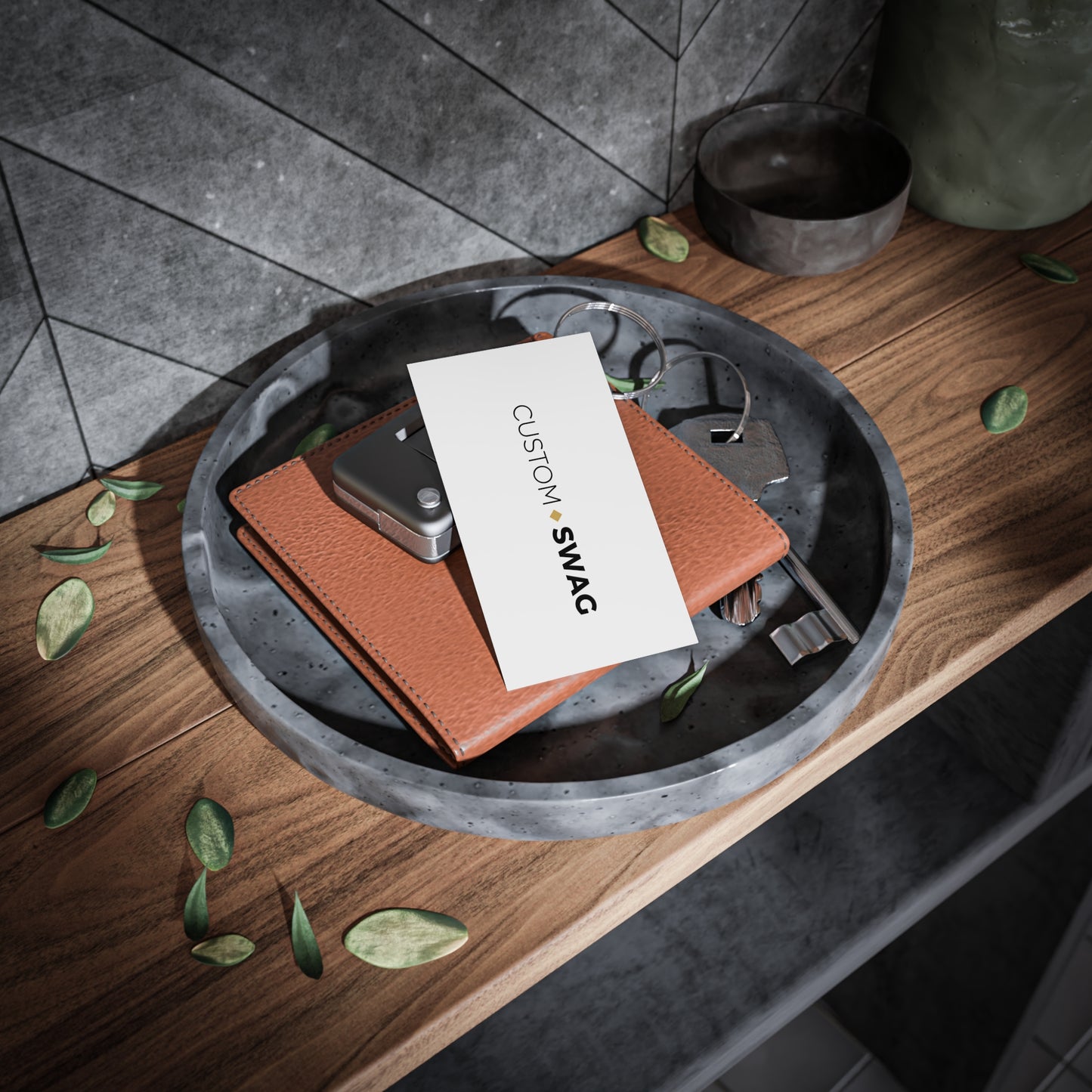 Business Cards — Minimal Black & White Vertical Custom Swag Cards