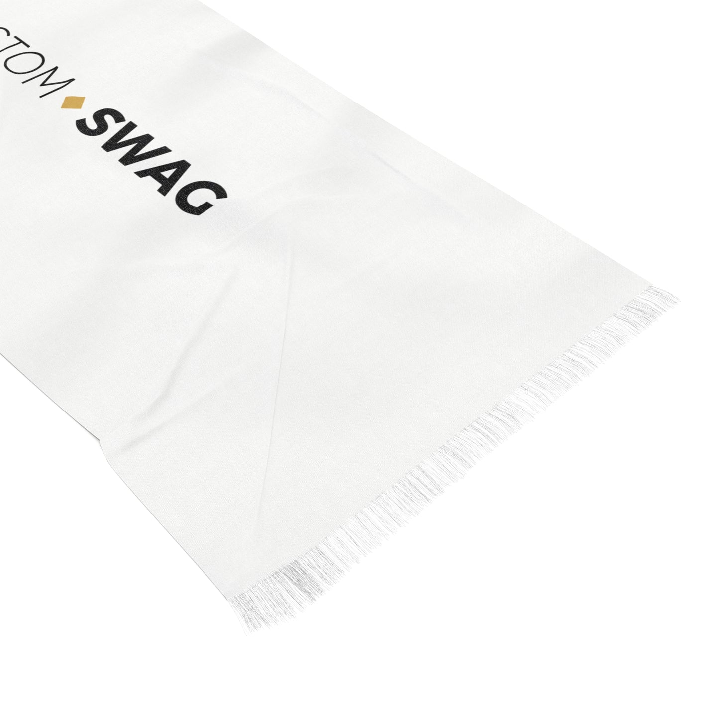 Custom Swag Light Scarf — White Logo Fringe Scarf ("Wear Your Identity")