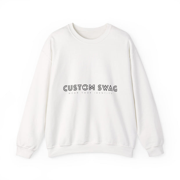 Minimal 'Custom Swag' Crewneck Sweatshirt — Clean White Logo Pullover