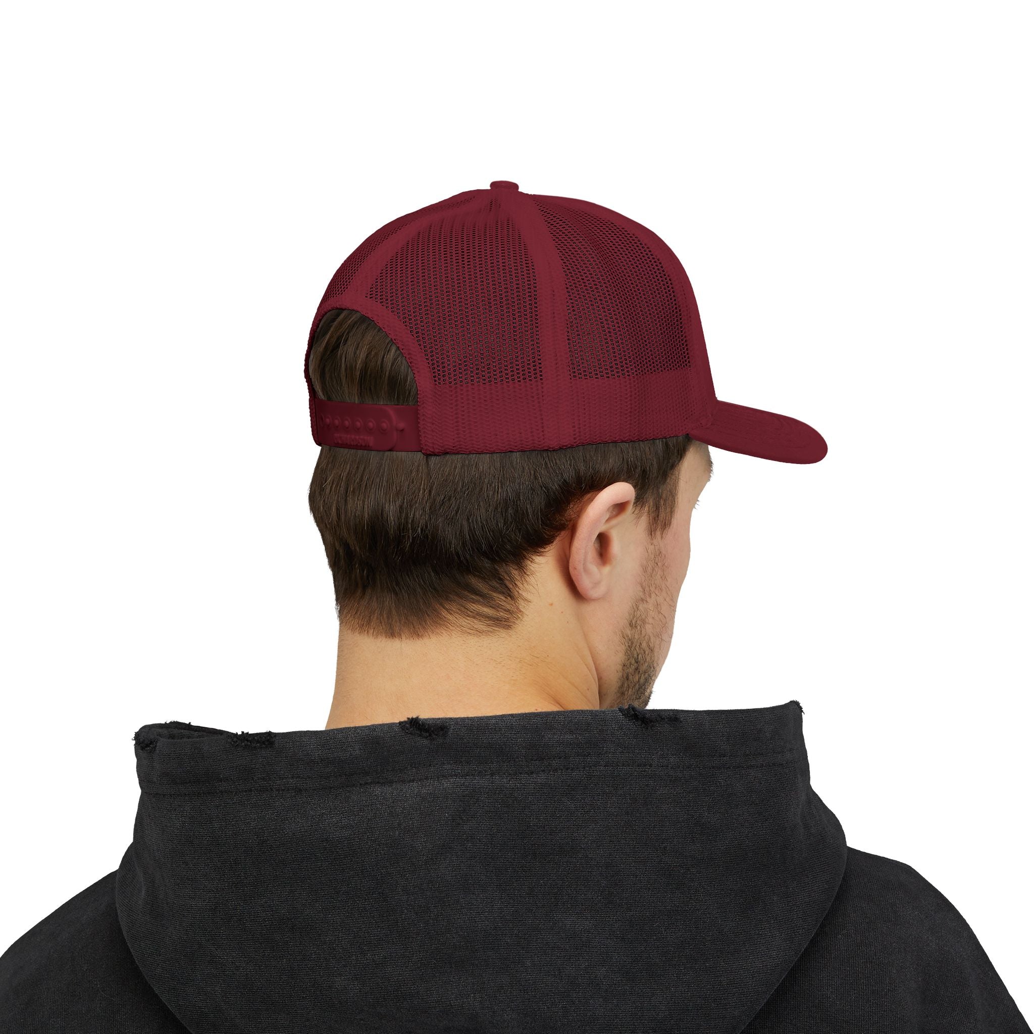 Custom Swag Snapback Trucker Cap — Minimal Embroidered White Mesh Hat