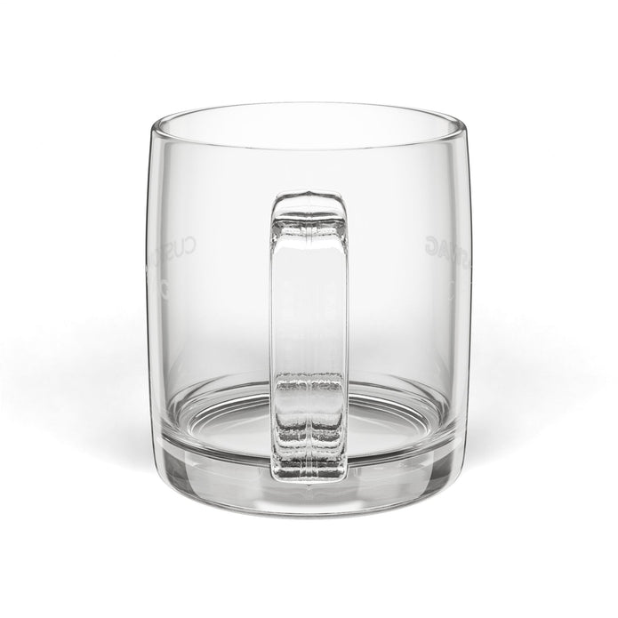 Engraved Glass Coffee Mug — 12.25oz Personalized Clear Tea & Espresso Cup