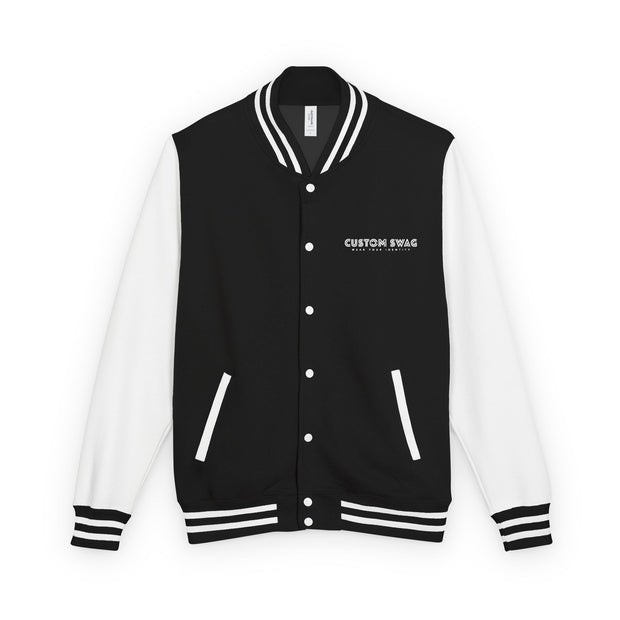 Retro Gamer Letterman Jacket - 'CUSTOM SWAG' Chest Logo Varsity Jacket