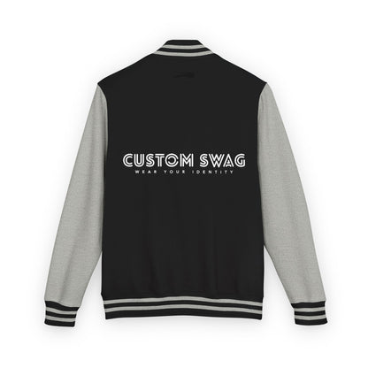 Retro Gamer Letterman Jacket - 'CUSTOM SWAG' Chest Logo Varsity Jacket